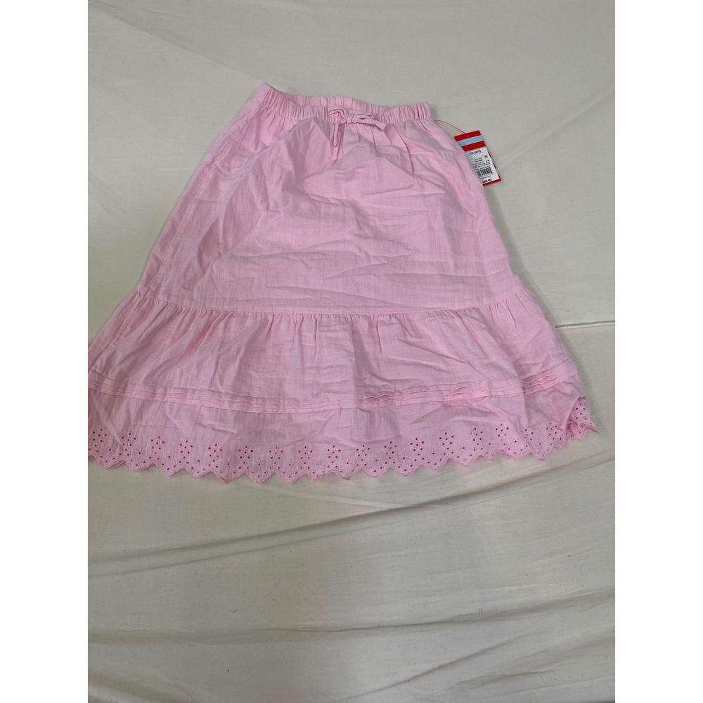 Cat & Jack Girls Pink Eyelet Tiered Midi Skirt XS 4-5 NWT Boho Scalloped Hem